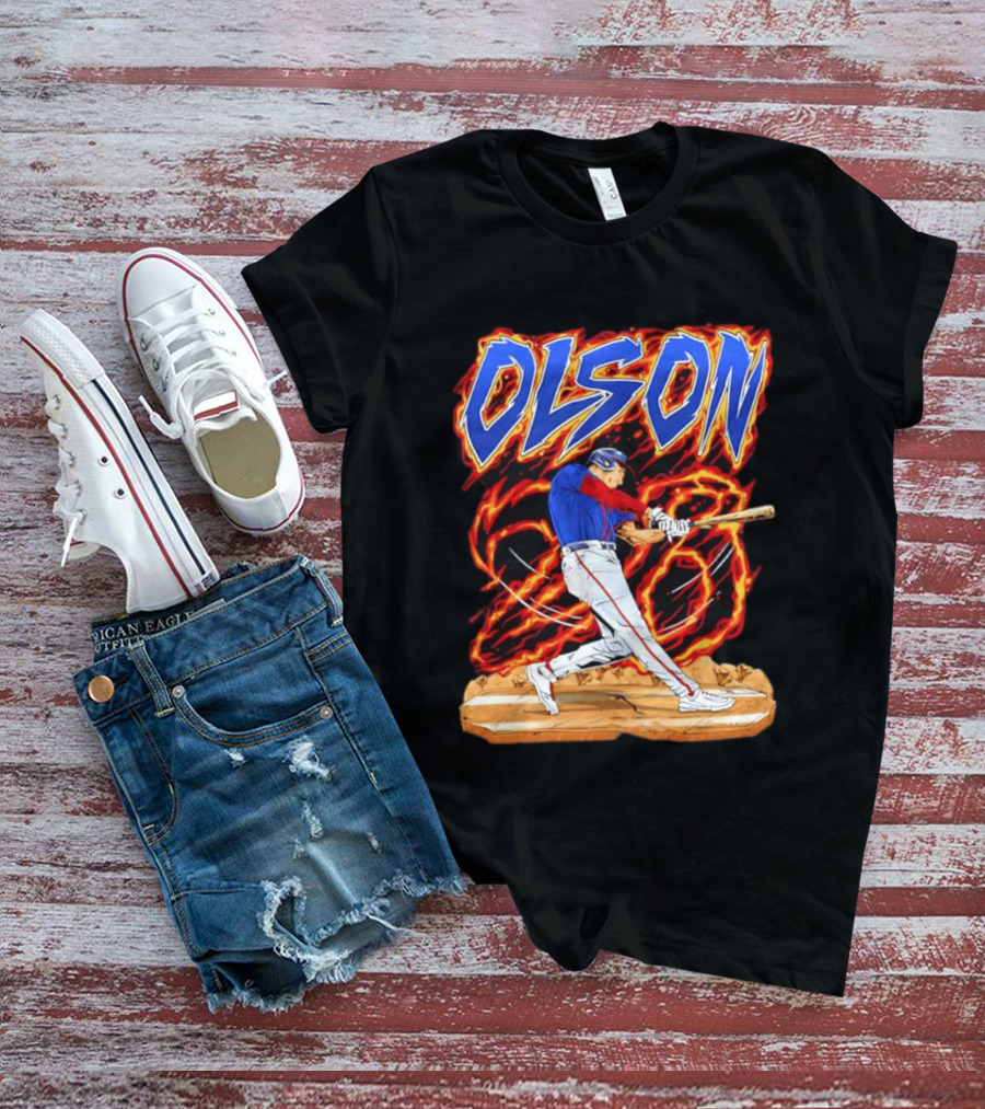 Olson Baseball Player Batting With Intense Flame T-Shirt