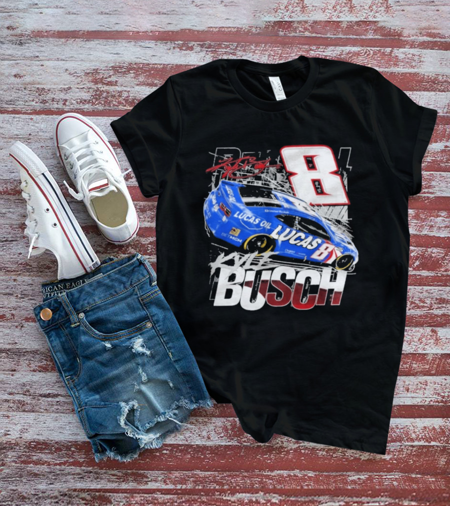 Kyle Busch Lucas Oil #8 Racing Car Red 2 Spot T-Shirt