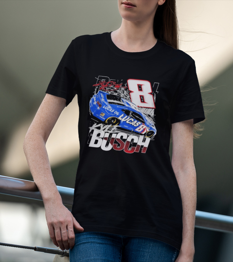 Kyle Busch Lucas Oil #8 Racing Car Red 2 Spot T-Shirt