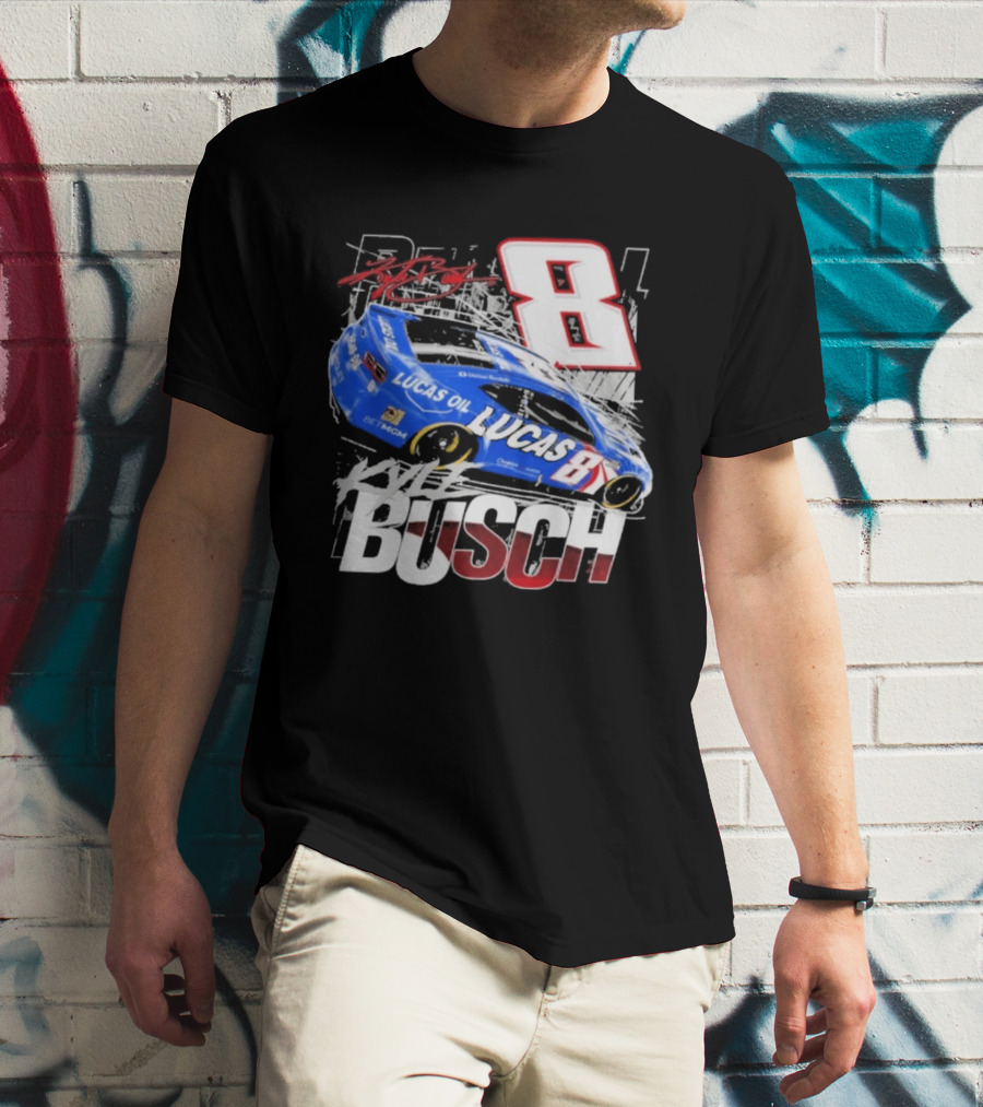 Kyle Busch Lucas Oil #8 Racing Car Red 2 Spot T-Shirt