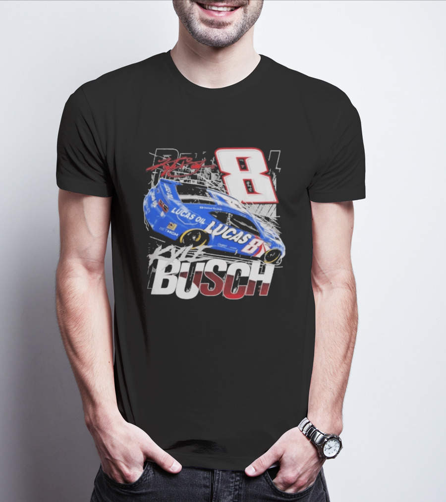 Kyle Busch Lucas Oil #8 Racing Car Red 2 Spot T-Shirt