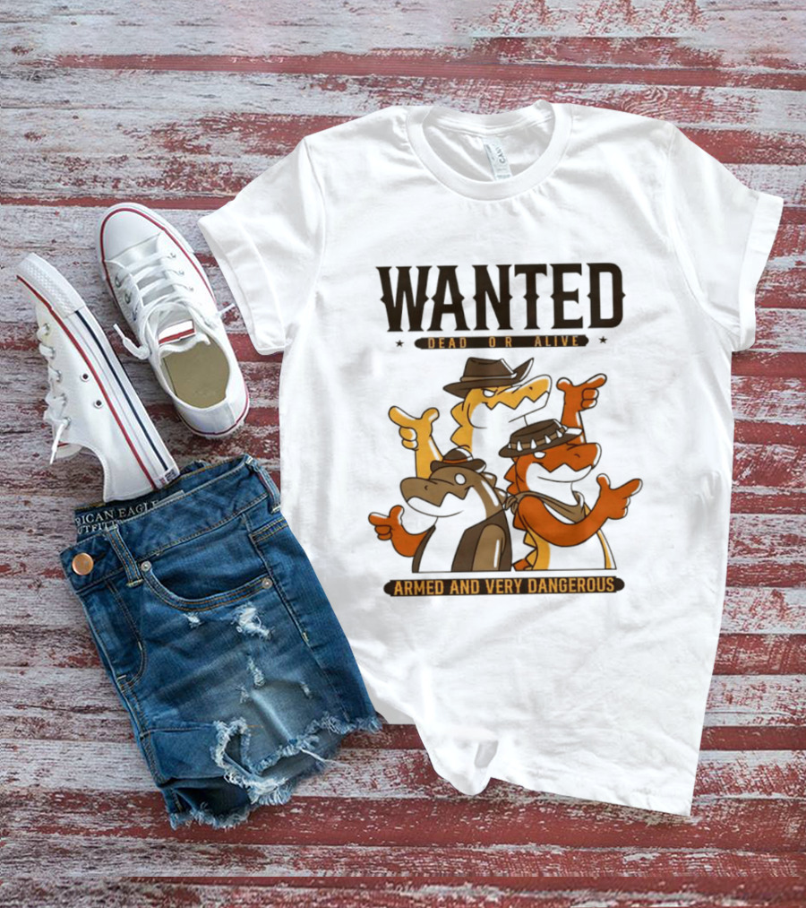 Wanted Dead Or Alive Alligator Cowboy Trio Armed And Very Dangerous T-Shirt