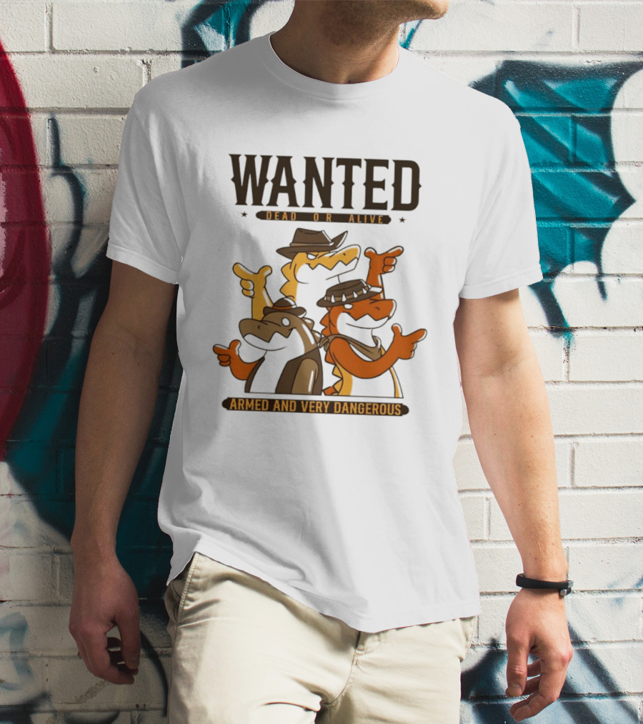 Wanted Dead Or Alive Alligator Cowboy Trio Armed And Very Dangerous T-Shirt