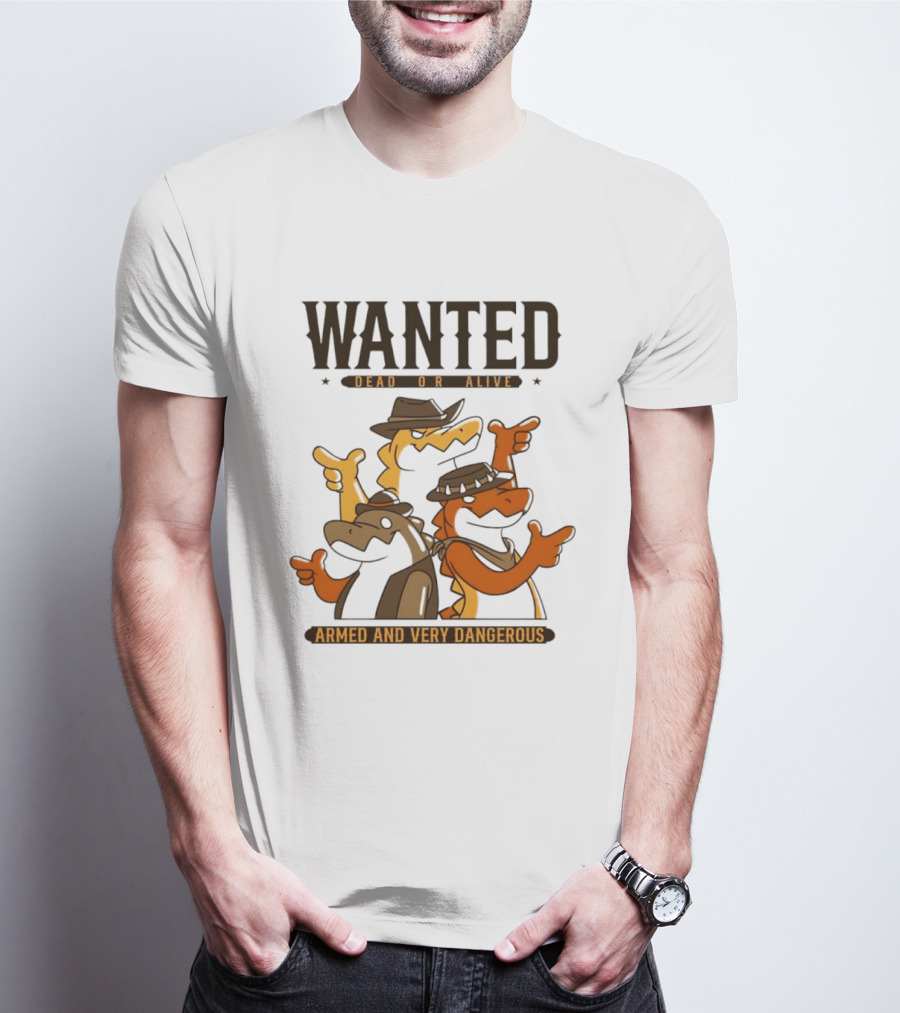 Wanted Dead Or Alive Alligator Cowboy Trio Armed And Very Dangerous T-Shirt