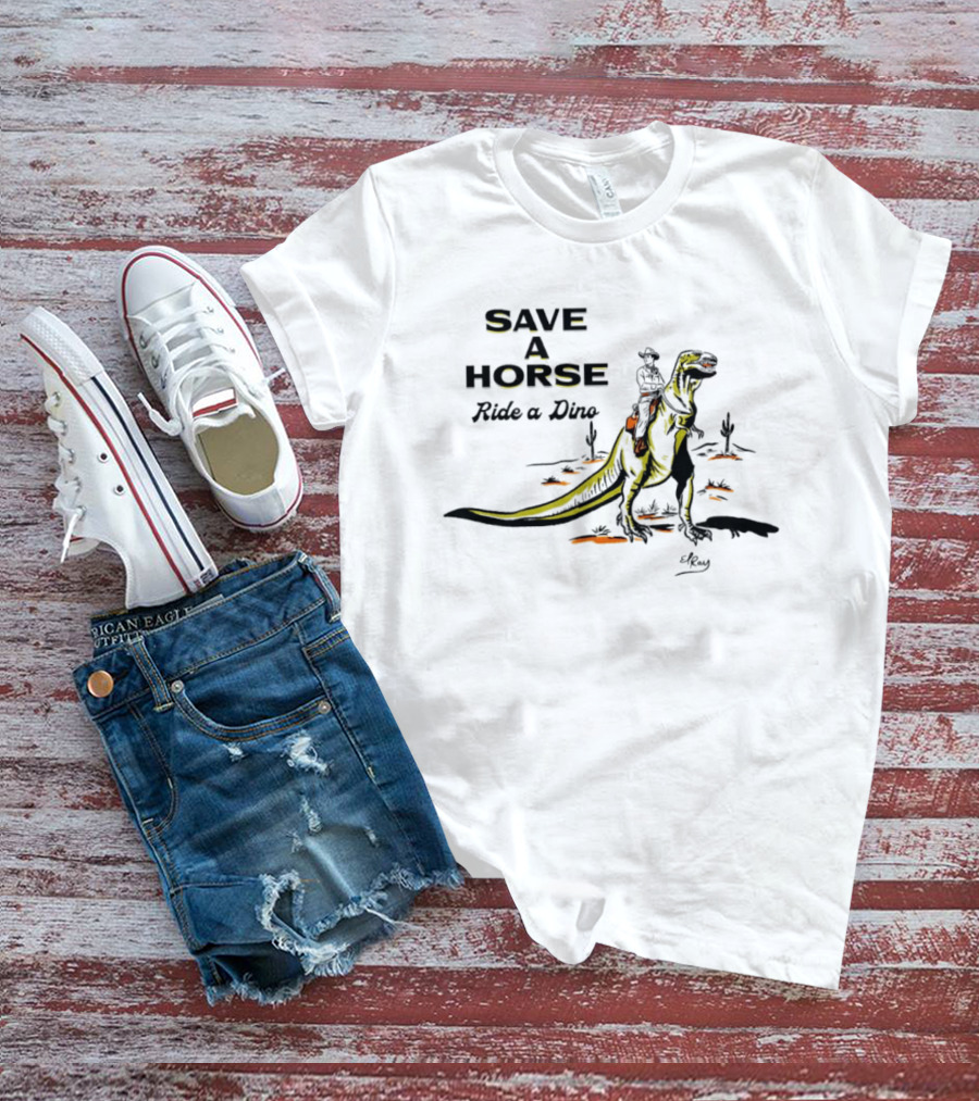 Save A Horse Ride A Dino Cowboy Riding Rex T-Shirt