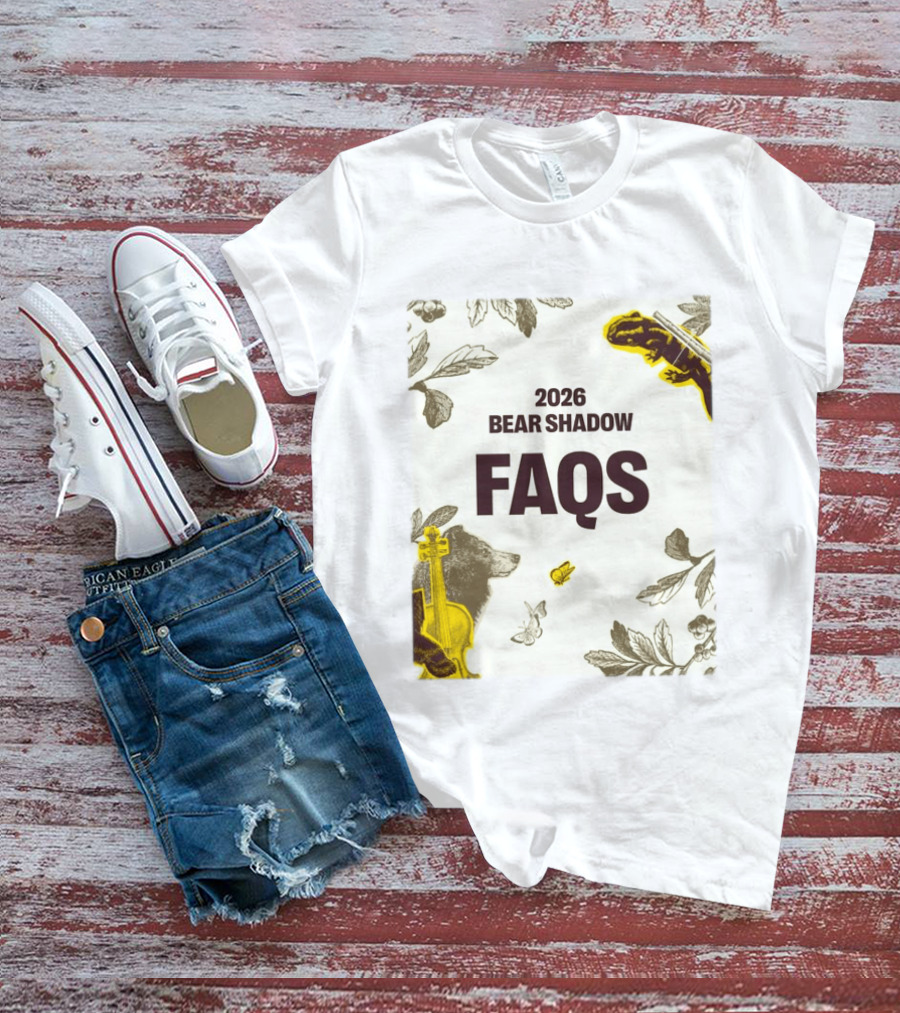 2026 Bear Shadow FAQs Music Festival Forest Animals Instruments T-Shirt
