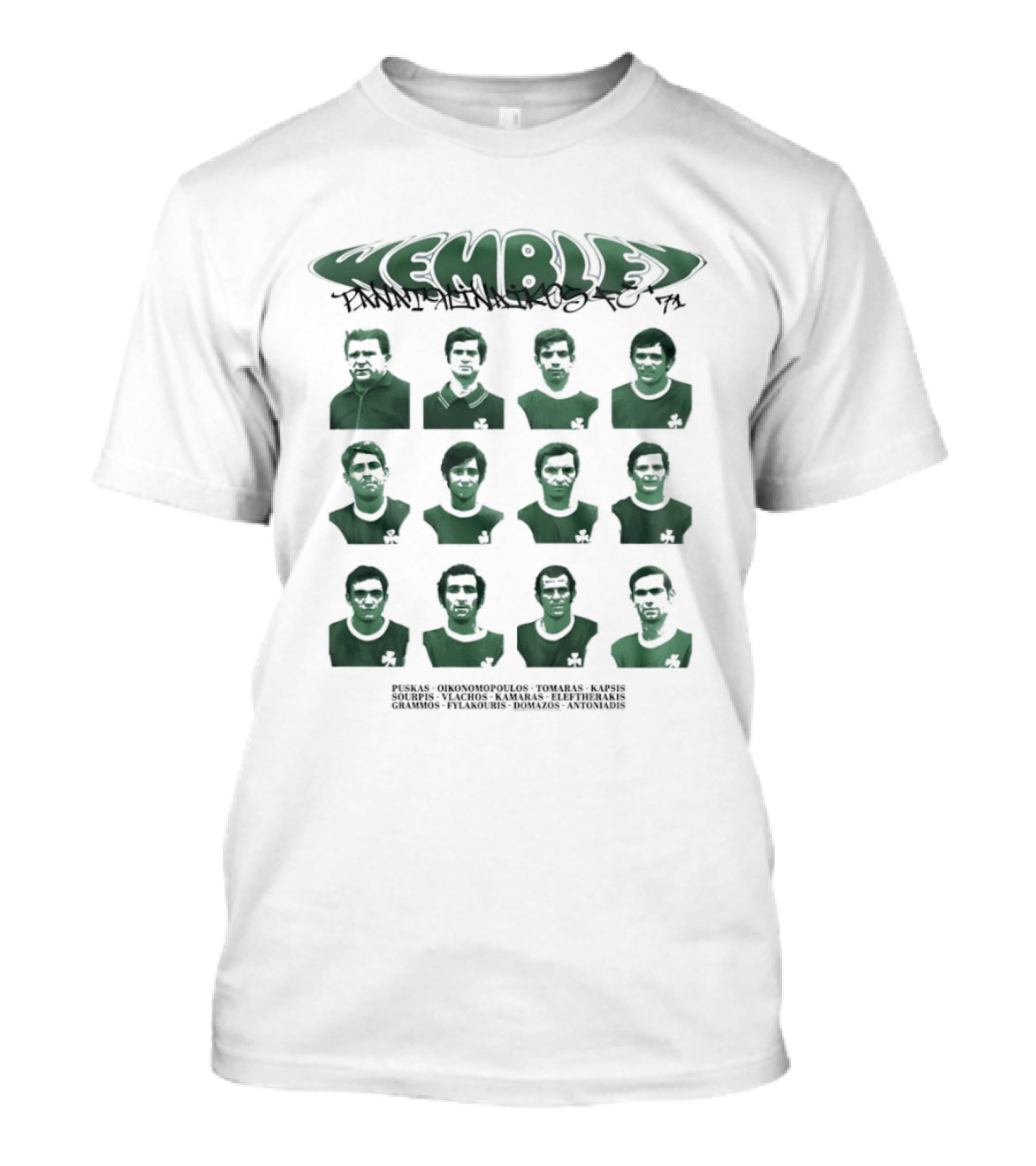 Panathinaikos FC 1971 Team Wembley Kemble Players T-Shirt