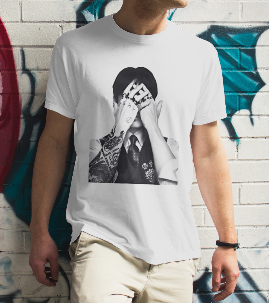 Jungkook BTS Tattoo Hands Rings Black And White Aesthetic T-Shirt