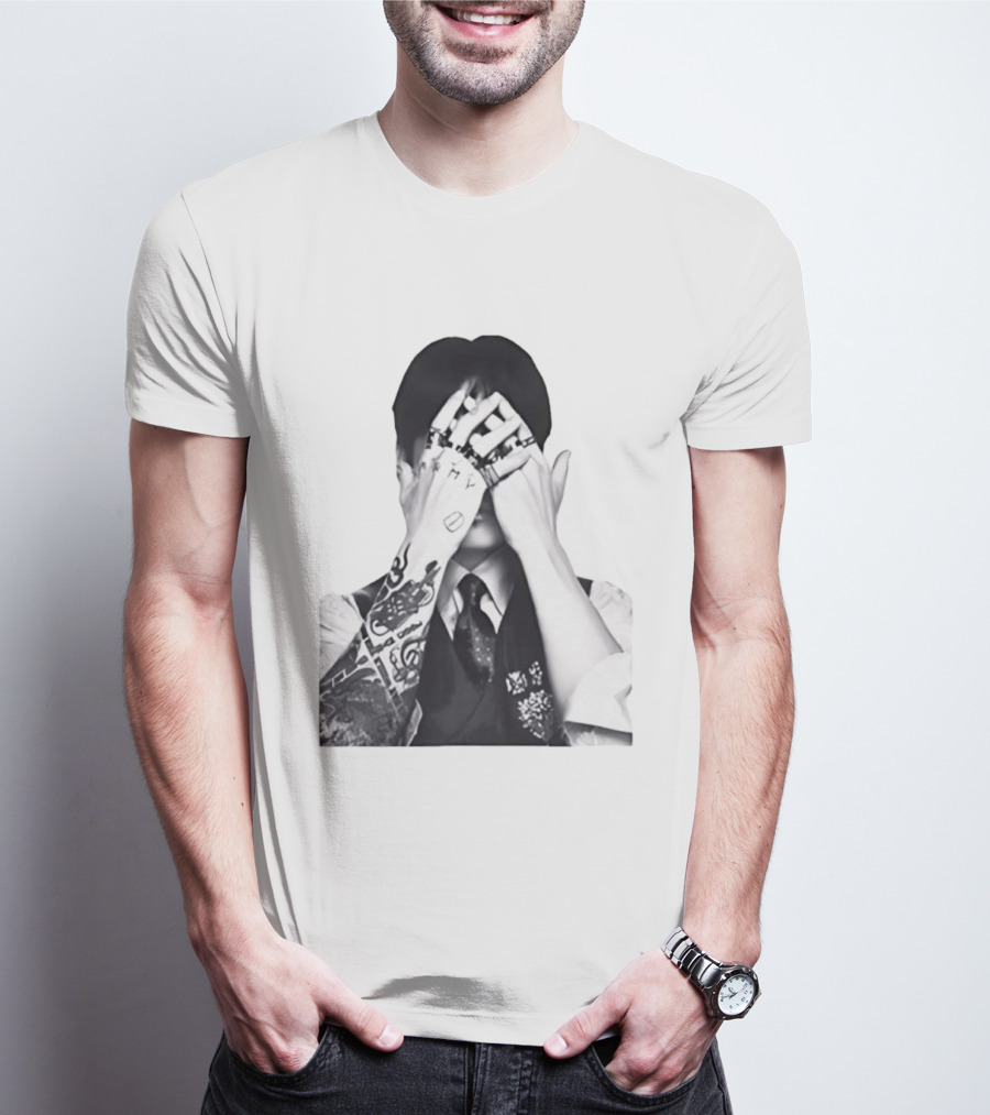Jungkook BTS Tattoo Hands Rings Black And White Aesthetic T-Shirt