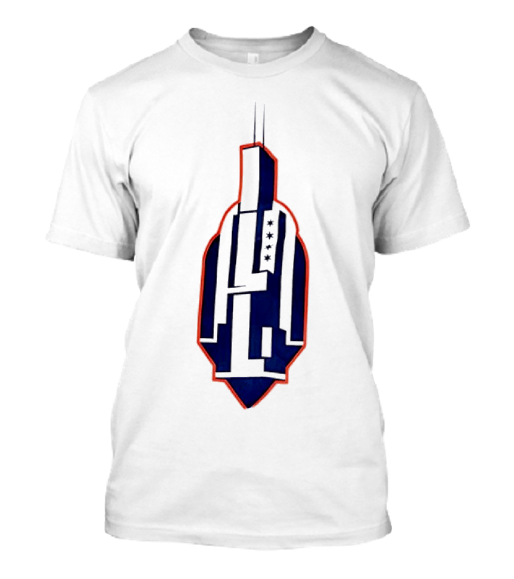 Chicago Skyline Willis Tower Symbol With Flag Stars T-Shirt