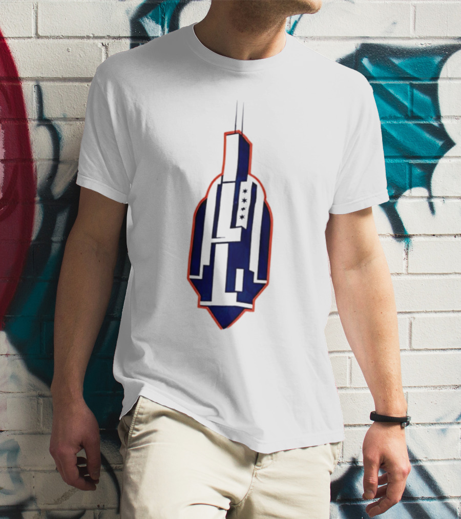 Chicago Skyline Willis Tower Symbol With Flag Stars T-Shirt