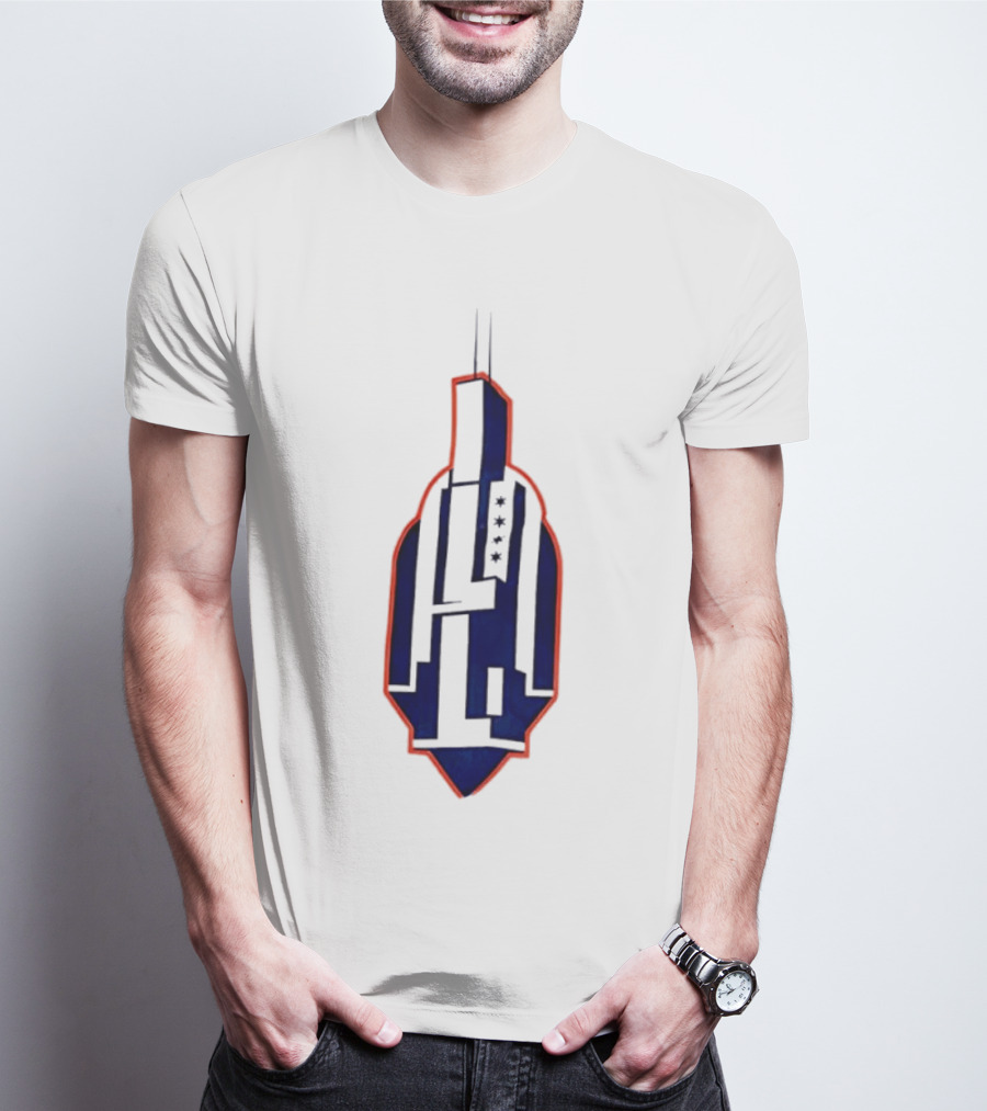 Chicago Skyline Willis Tower Symbol With Flag Stars T-Shirt