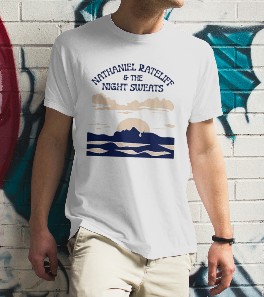 Nathaniel Rateliff & The Night Sweats Sunset Clouds And Mountain River Scene T-Shirt