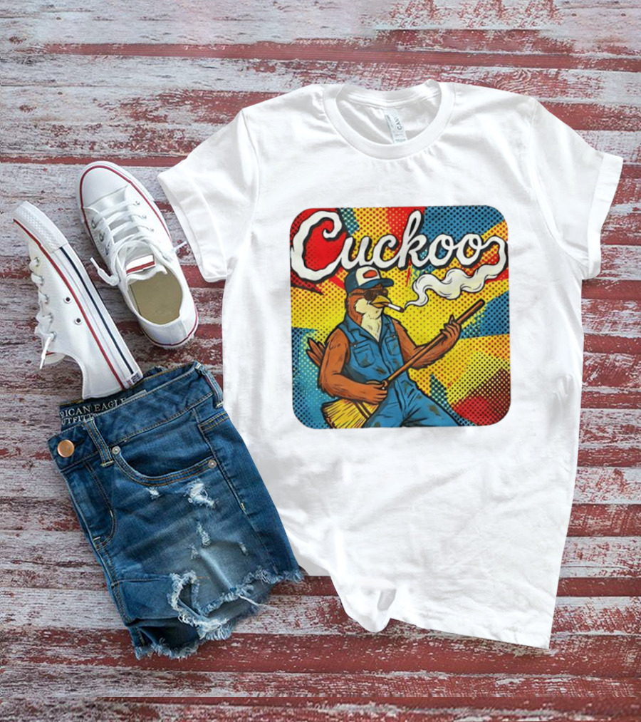 Cuckoo Smoking Bird In Sunglasses Retro Pop T-Shirt