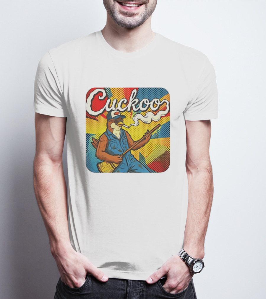 Cuckoo Smoking Bird In Sunglasses Retro Pop T-Shirt