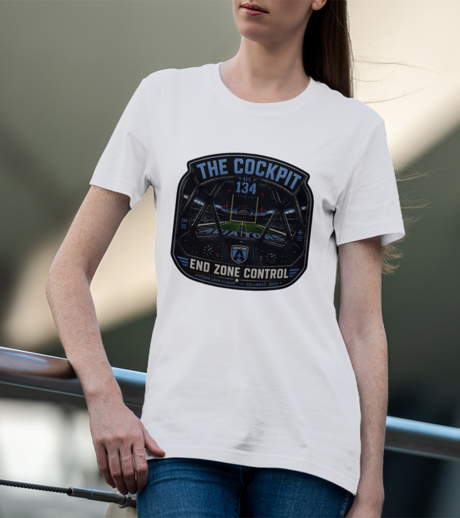 The Cockpit Sec 134 Aviators End Zone Control Historic Crew Stadium Columbus Ohio T-Shirt