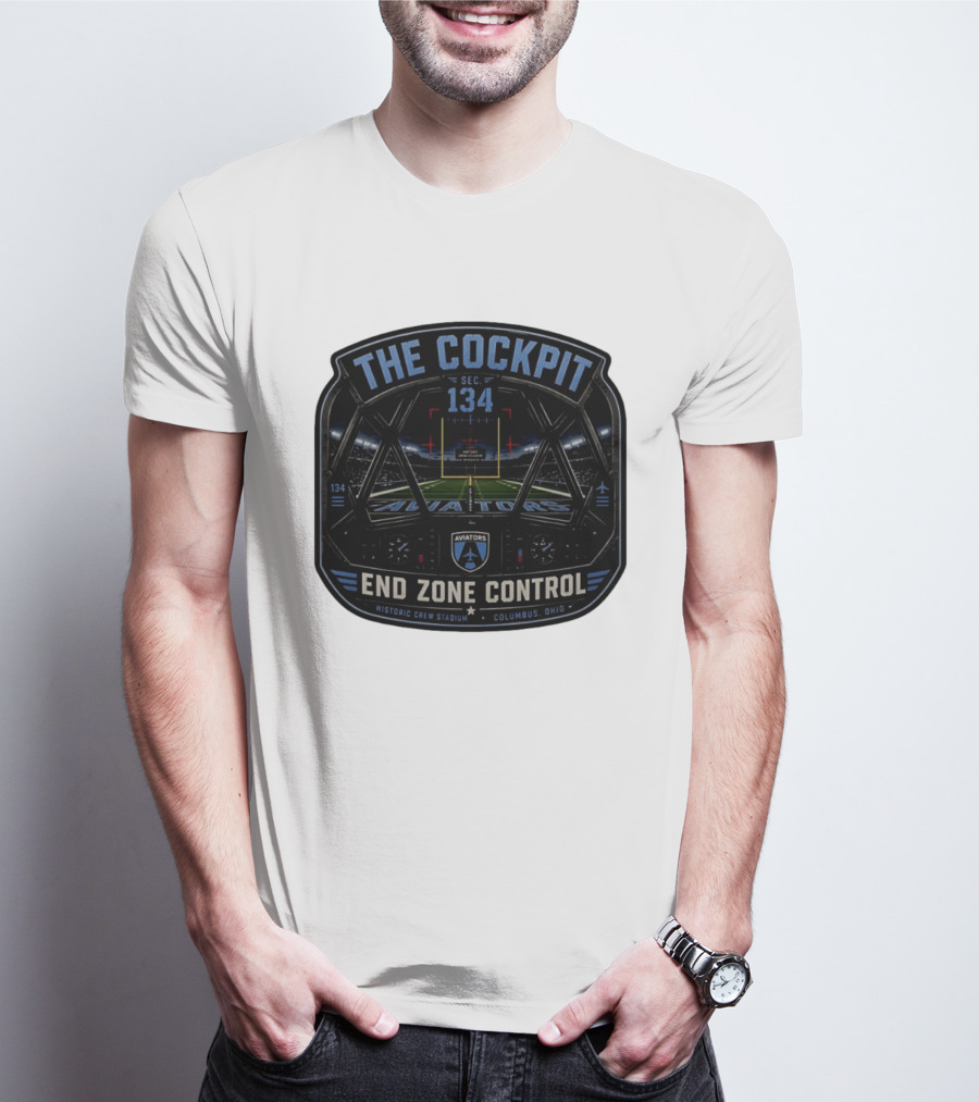 The Cockpit Sec 134 Aviators End Zone Control Historic Crew Stadium Columbus Ohio T-Shirt