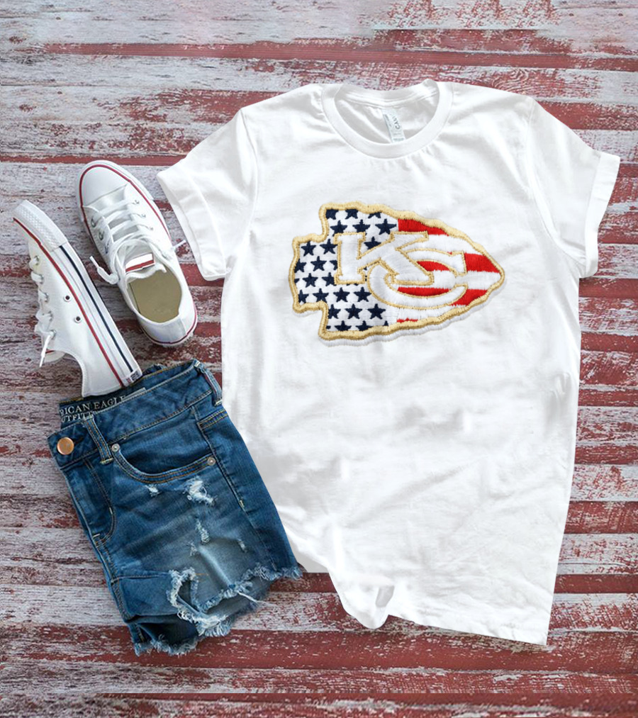 USA 250 Chiefs Stars And Stripes KC Patch T-Shirt