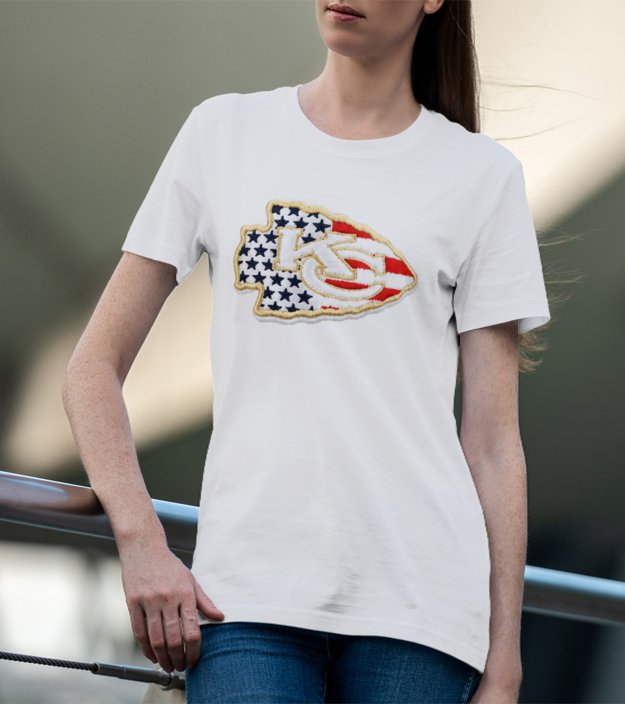 USA 250 Chiefs Stars And Stripes KC Patch T-Shirt
