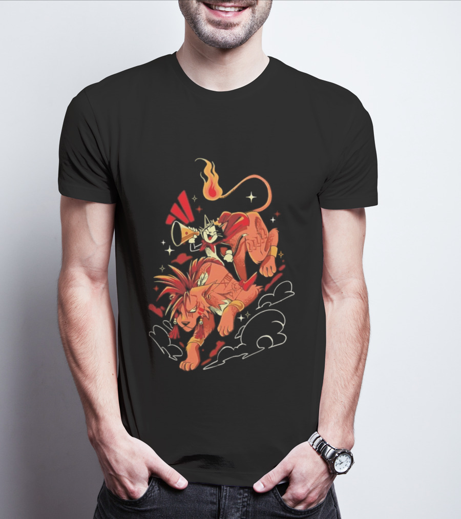 Cait Sith Red XIII Fantasy Adventure Duo Red Rider T-Shirt