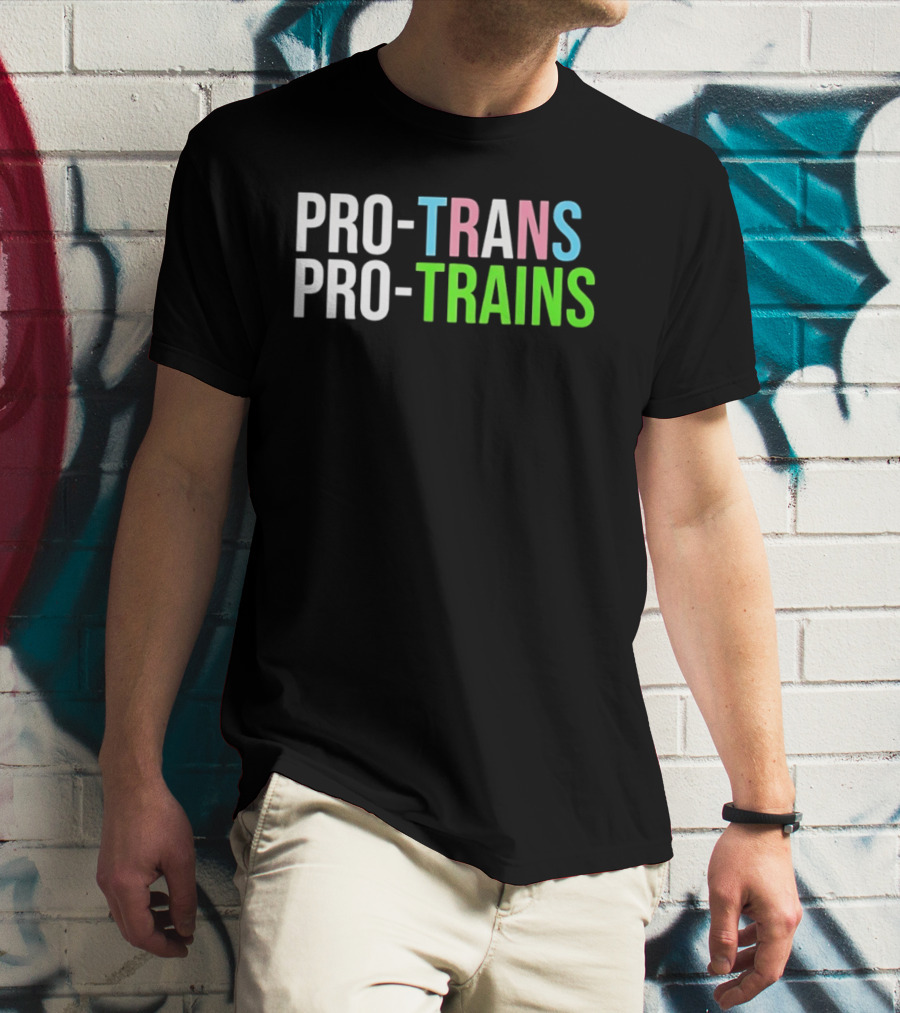 PRO TRANS PRO TRAINS Transgender Ally Public Transport Message T-Shirt