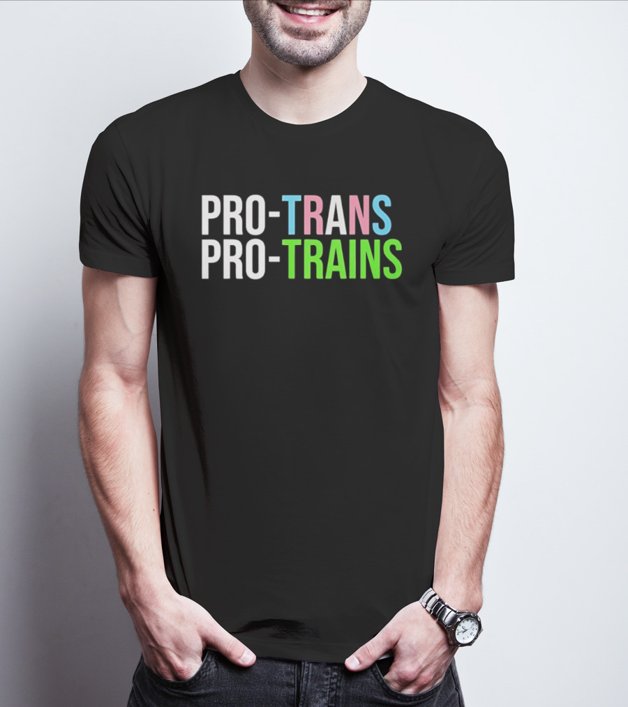 PRO TRANS PRO TRAINS Transgender Ally Public Transport Message T-Shirt