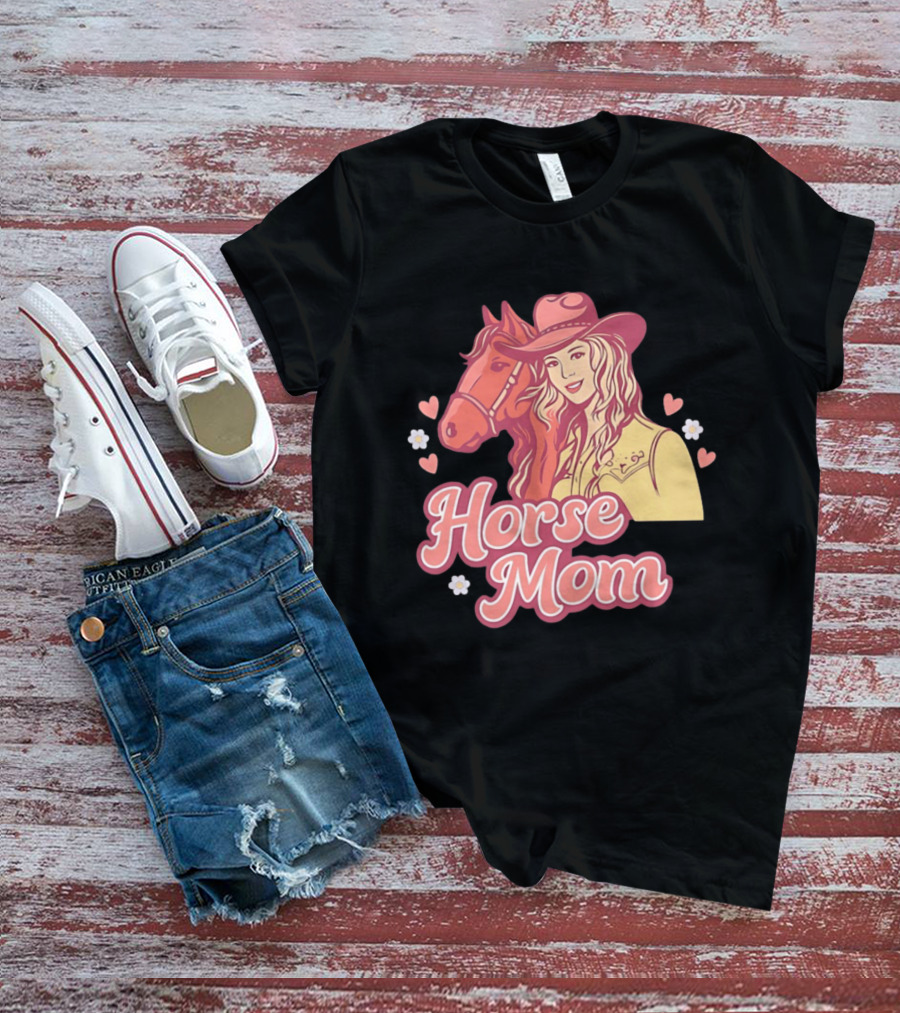 Cowgirl Horse Mom With Mustang And Hearts T-Shirt