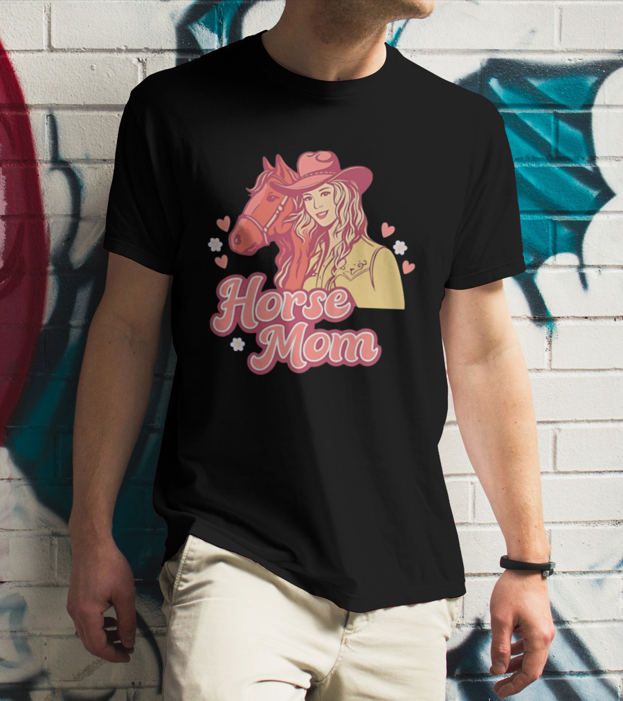 Cowgirl Horse Mom With Mustang And Hearts T-Shirt