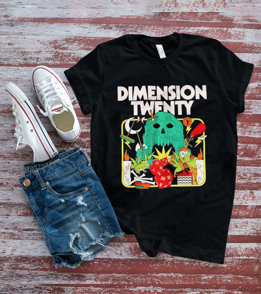 Dimension Twenty RPG Dice Skull Adventure T-Shirt