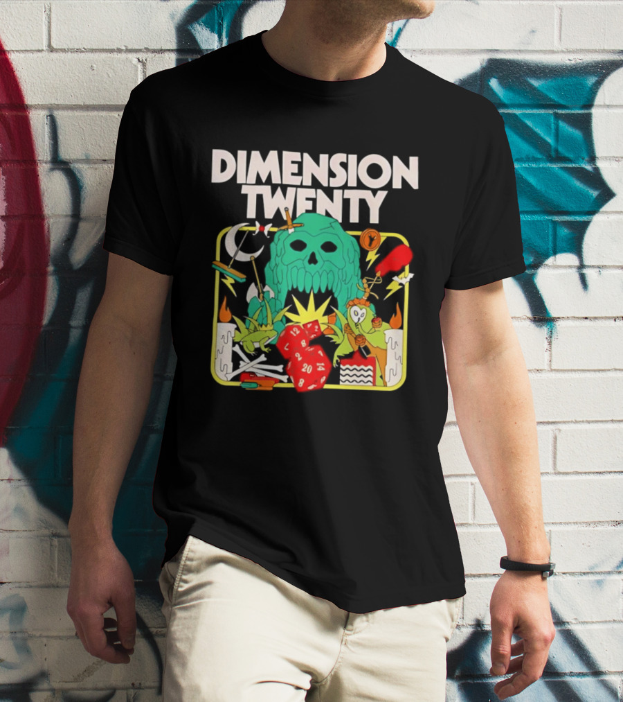 Dimension Twenty RPG Dice Skull Adventure T-Shirt
