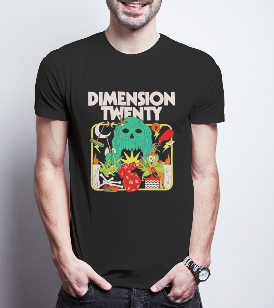 Dimension Twenty RPG Dice Skull Adventure T-Shirt