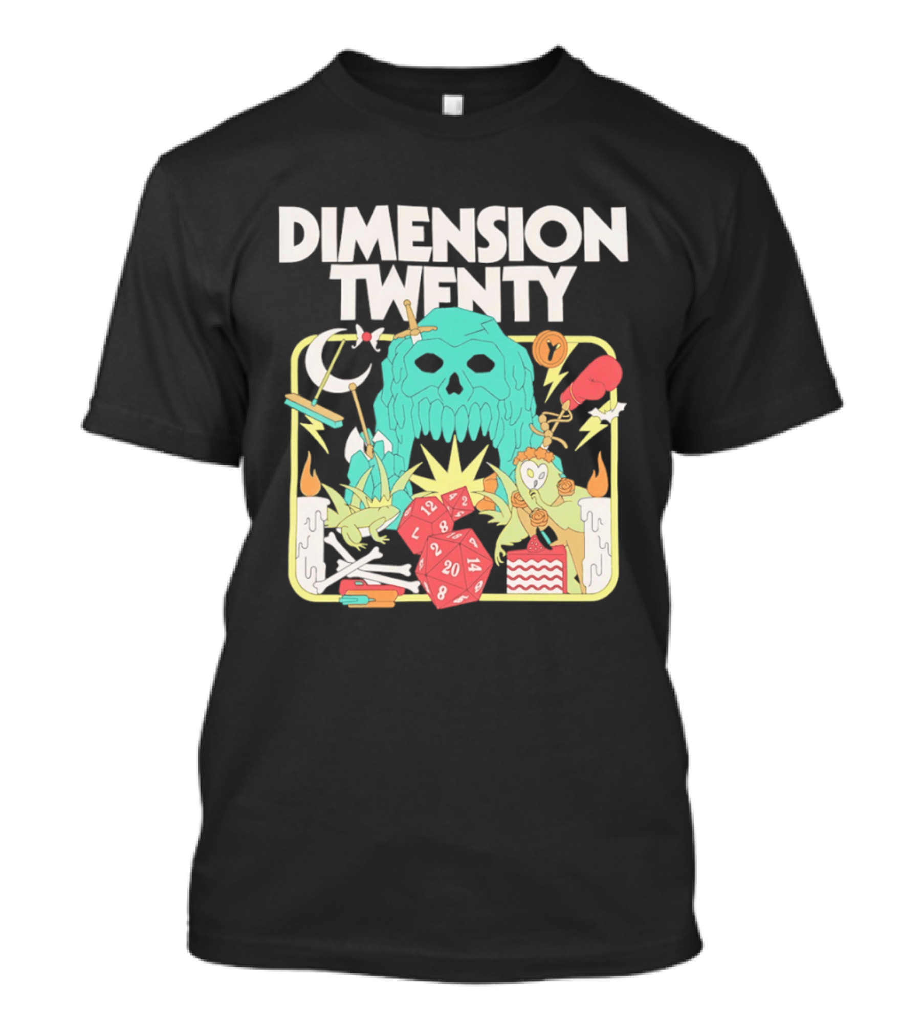 Dimension Twenty Skull Dice Fantasy Adventure T-Shirt