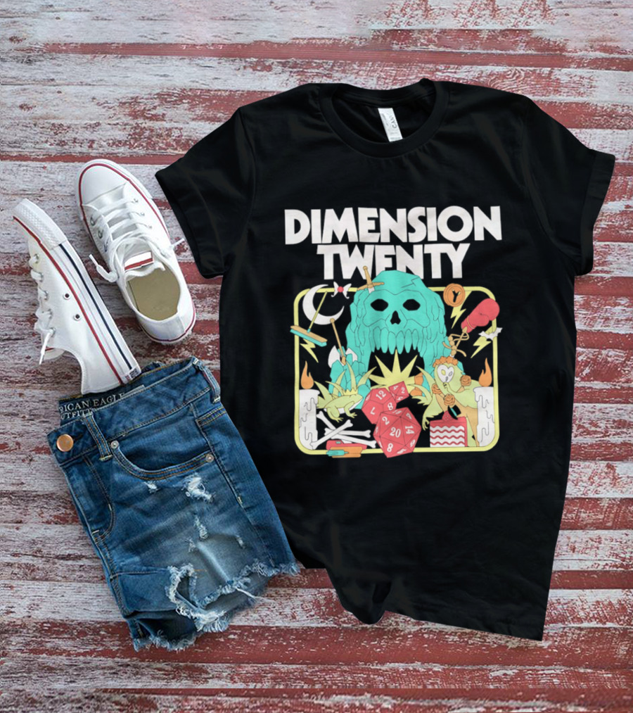 Dimension Twenty Skull Dice Fantasy Adventure T-Shirt