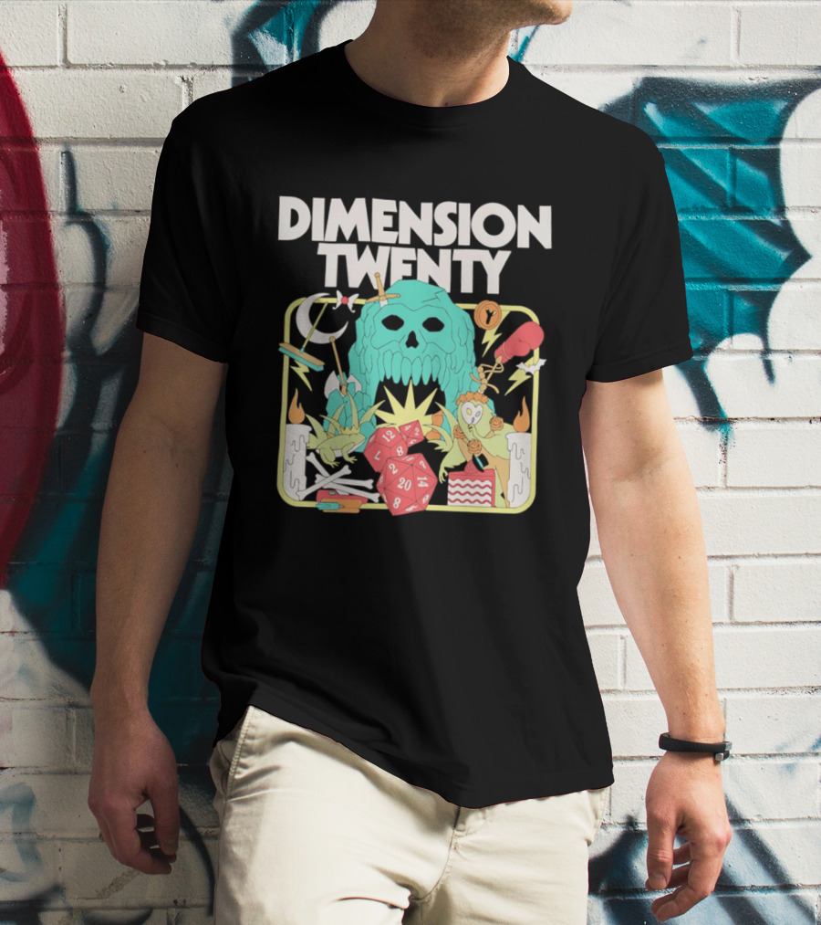 Dimension Twenty Skull Dice Fantasy Adventure T-Shirt