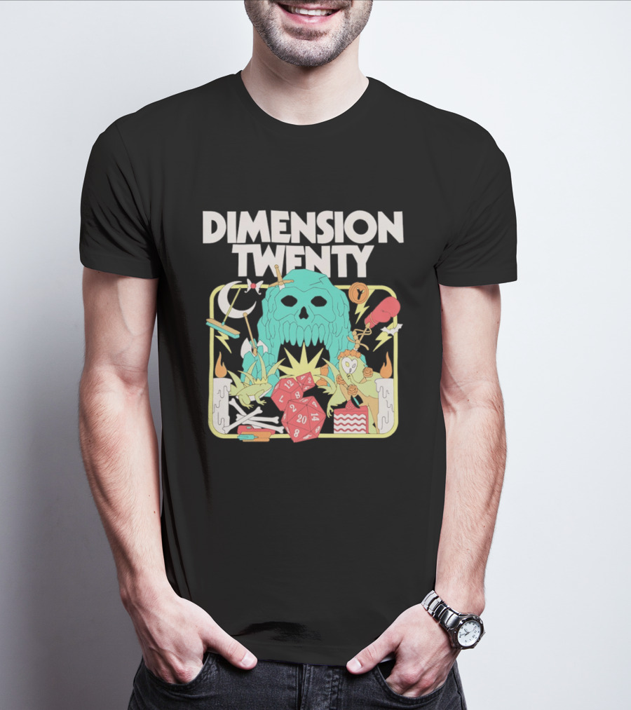 Dimension Twenty Skull Dice Fantasy Adventure T-Shirt