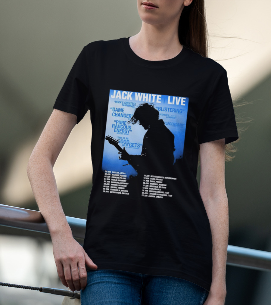 Jack White Live Europe 2026 Tour Dates Schedule Legendary Rock Concert Experience T-Shirt