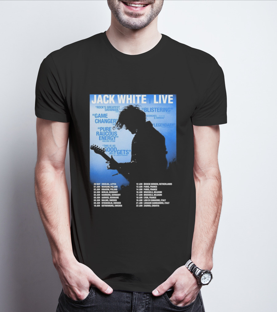 Jack White Live Europe 2026 Tour Dates Schedule Legendary Rock Concert Experience T-Shirt
