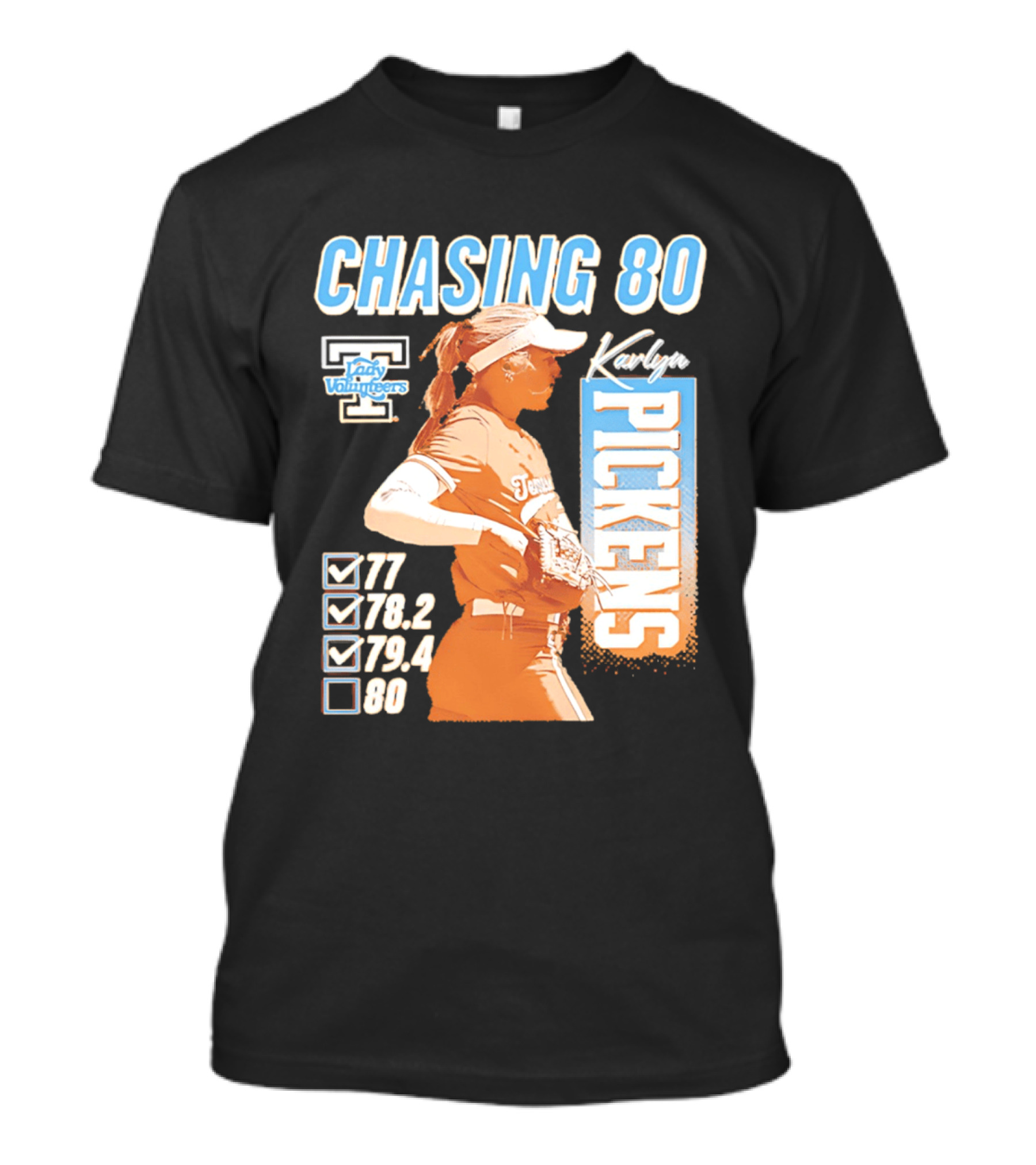 Karlyn Pickens Tennessee Lady Volunteers Softball Chasing 80 T-Shirt
