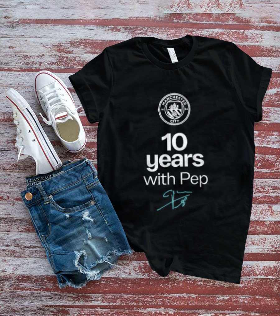 10 Years With Pep Manchester City Celebration T-Shirt