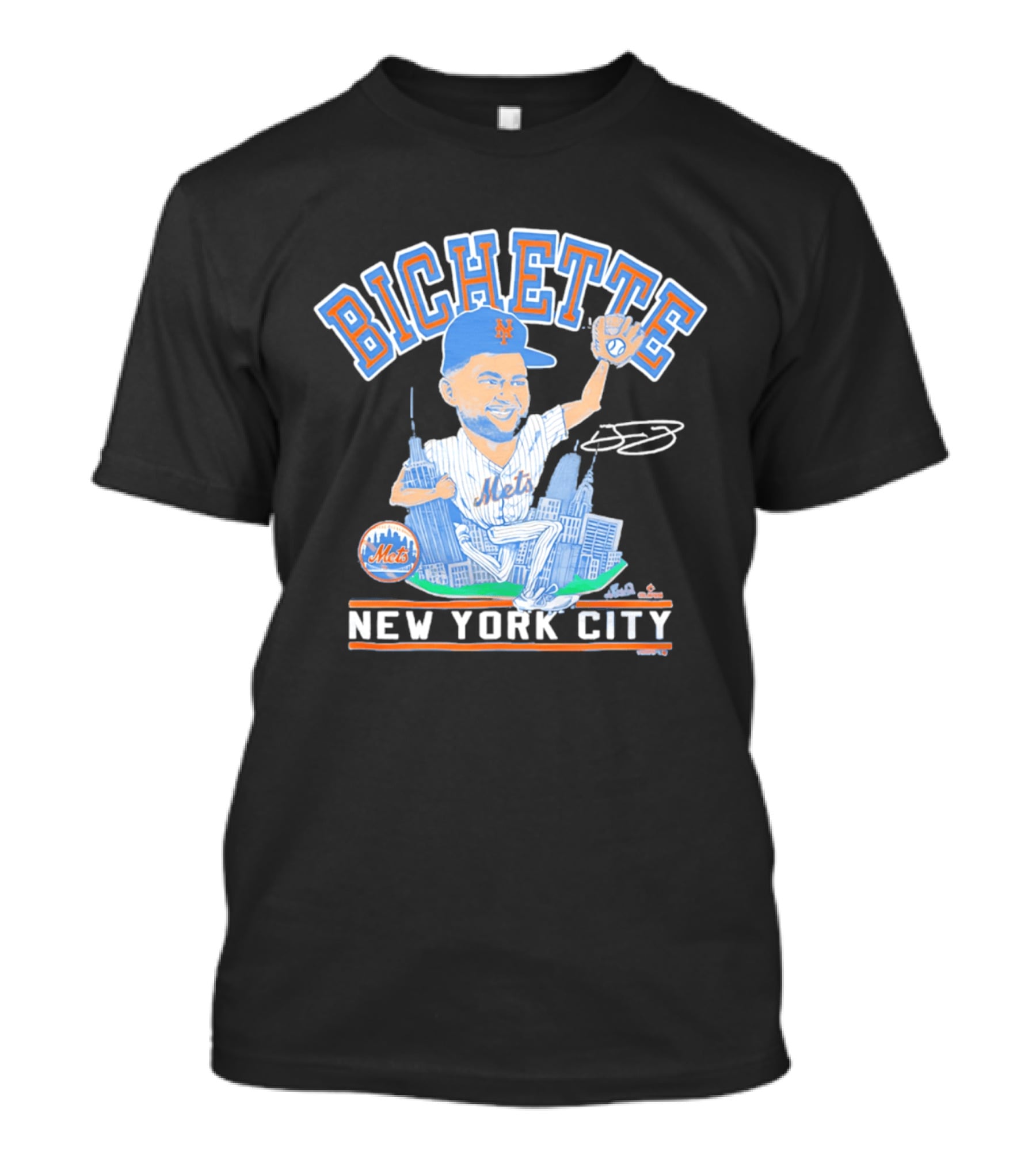 New York Mets Bichette Caricature New York City Tri Blend T-Shirt