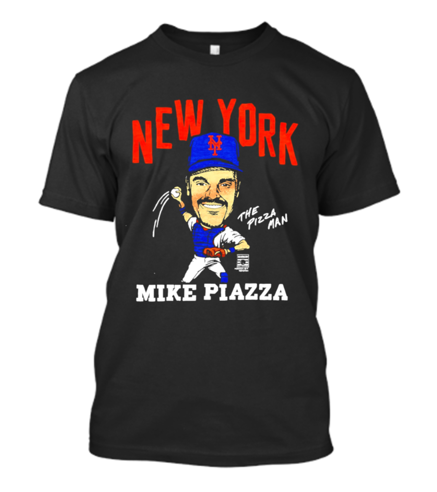 New York Mets Mike Piazza The Pizza Man Caricature T-Shirt