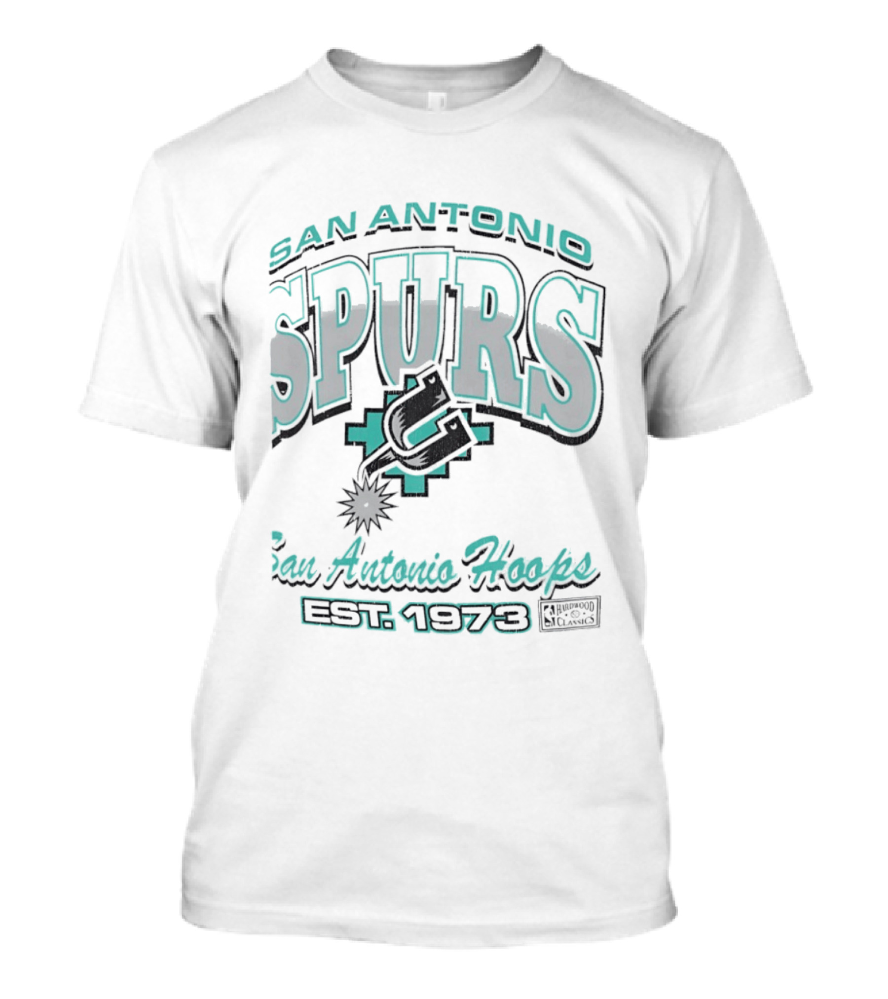 San Antonio Spurs San Antonio Hoops Est 1973 Hardwood Classics NBA Basketball T-Shirt