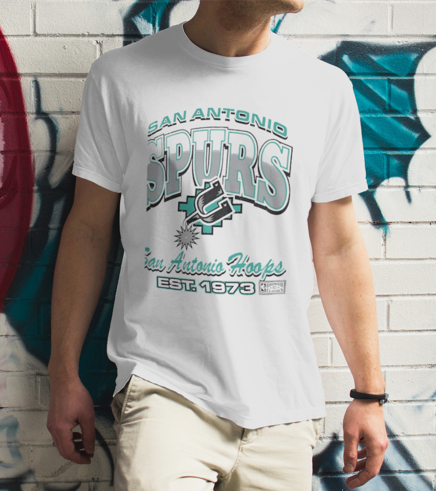 San Antonio Spurs San Antonio Hoops Est 1973 Hardwood Classics NBA Basketball T-Shirt