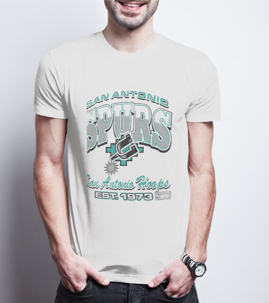 San Antonio Spurs San Antonio Hoops Est 1973 Hardwood Classics NBA Basketball T-Shirt