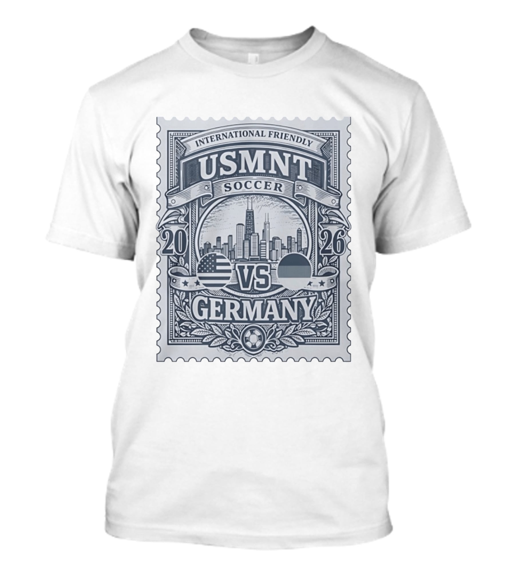 International Friendly 2026 USMNT Soccer Vs Germany Chicago Skyline T-Shirt