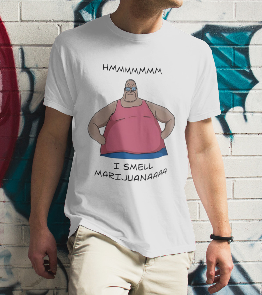 HMMMMMMM I Smell Marijuana Meme Character In Pink T-Shirt