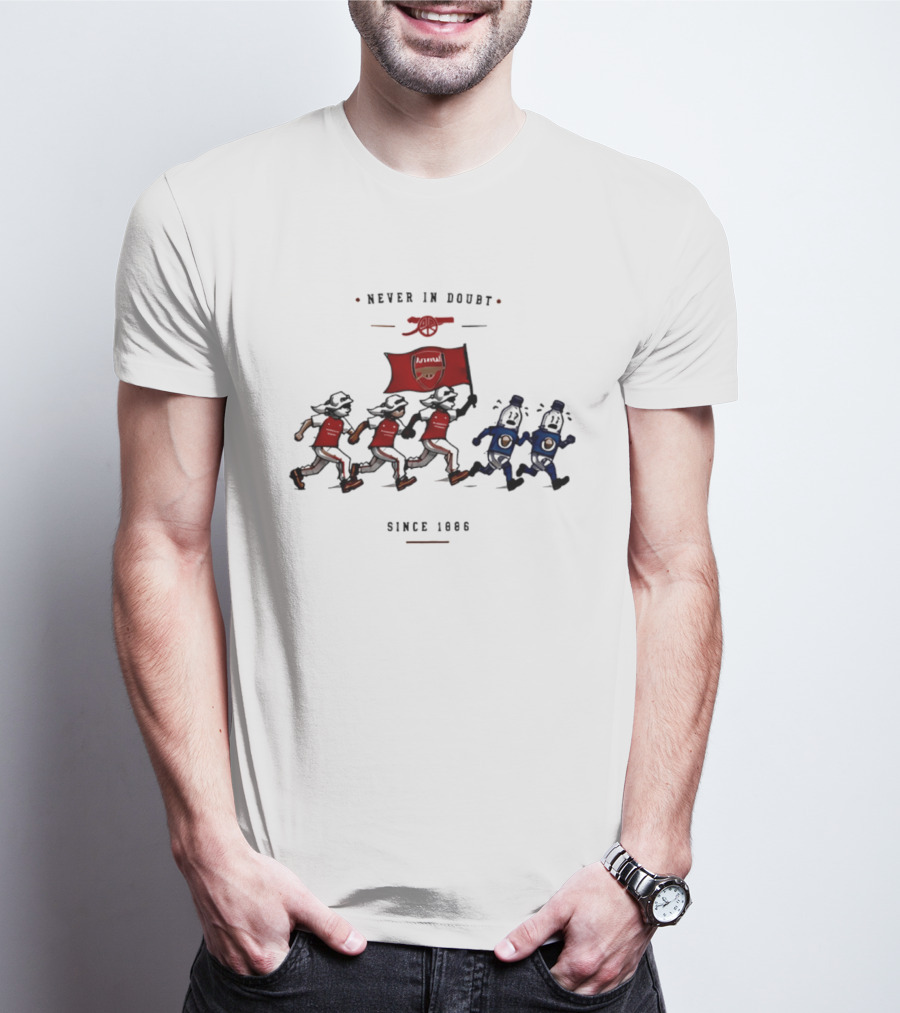 Never In Doubt Since 1886 Arsenal Cartoon Red Flag T-Shirt