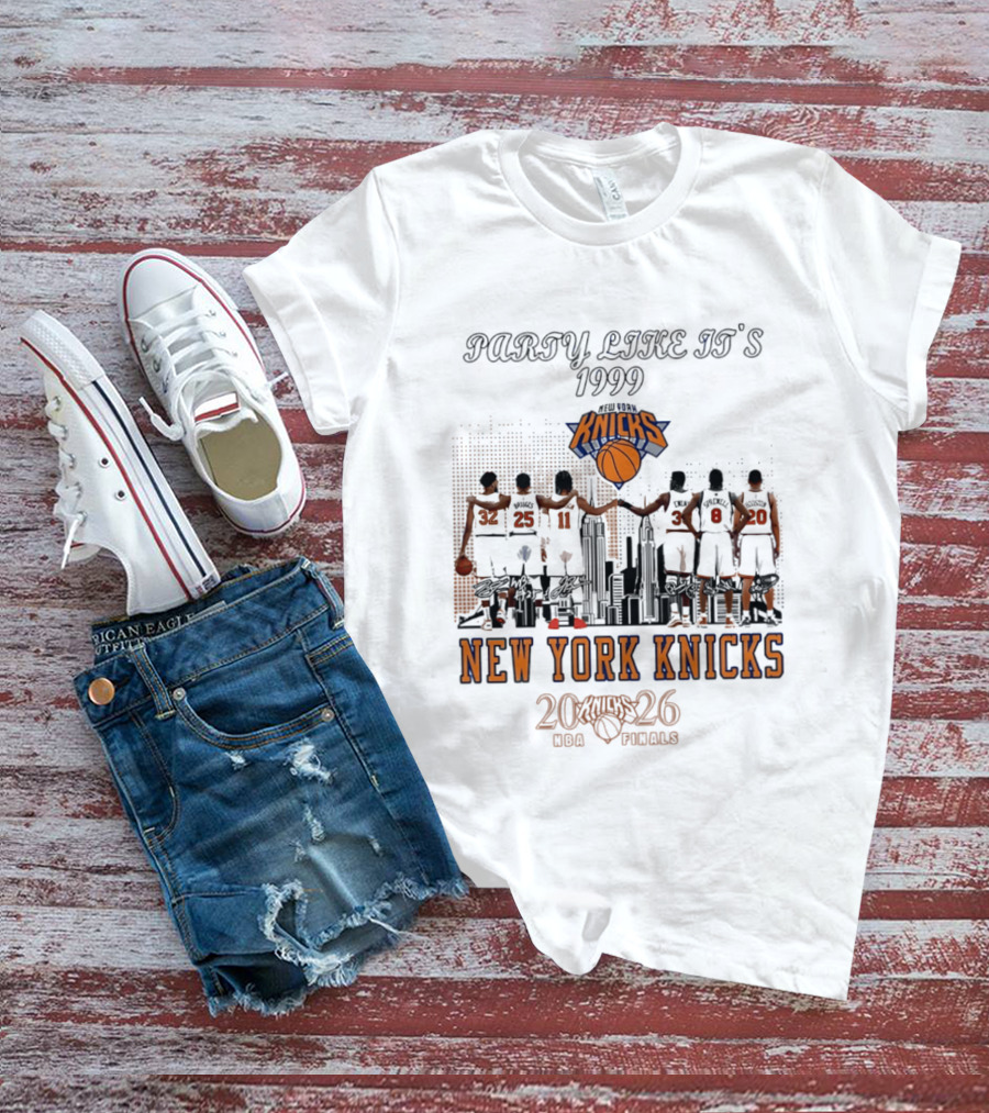 Party Like It's 1999 New York Knicks 2026 NBA Finals Skyline T-Shirt