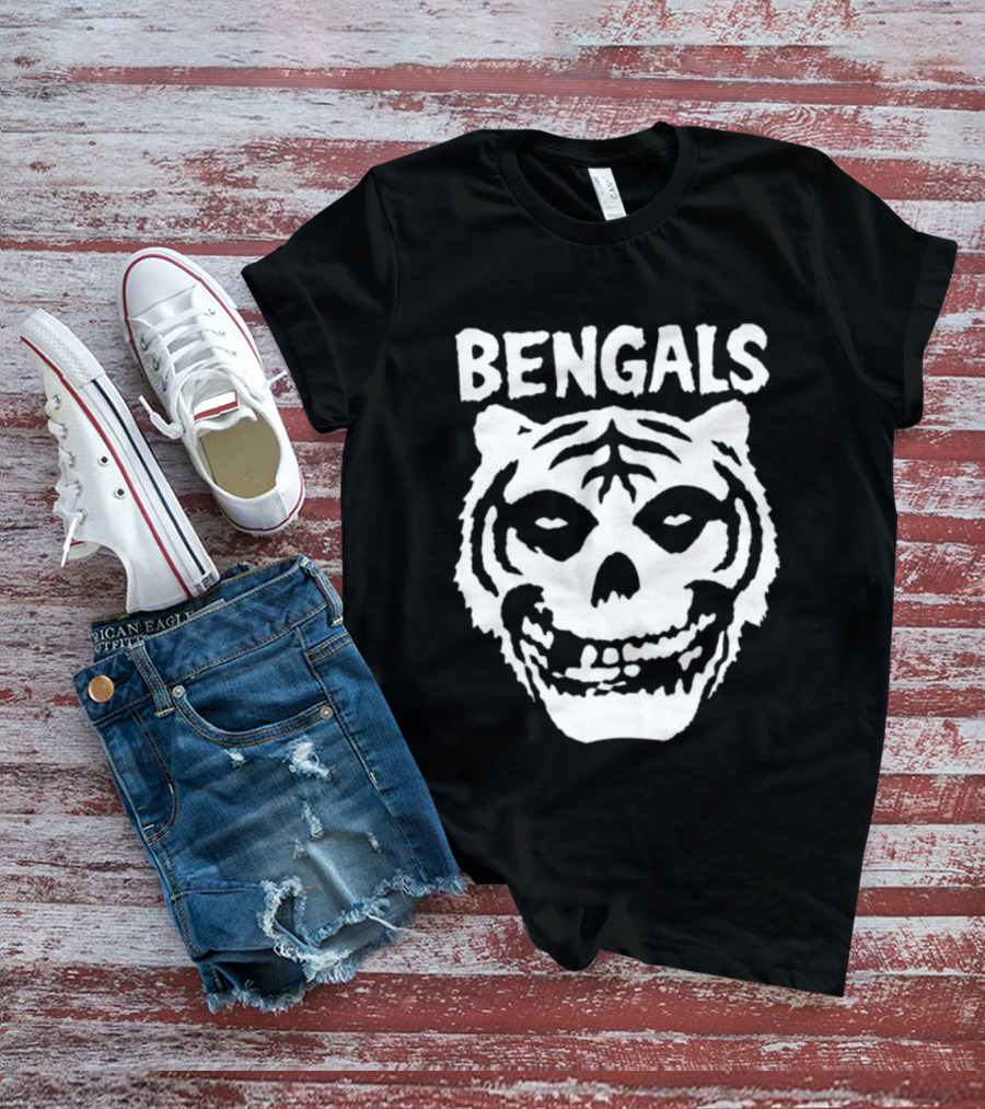 Bengals Skull Tiger Face Fusion T-Shirt