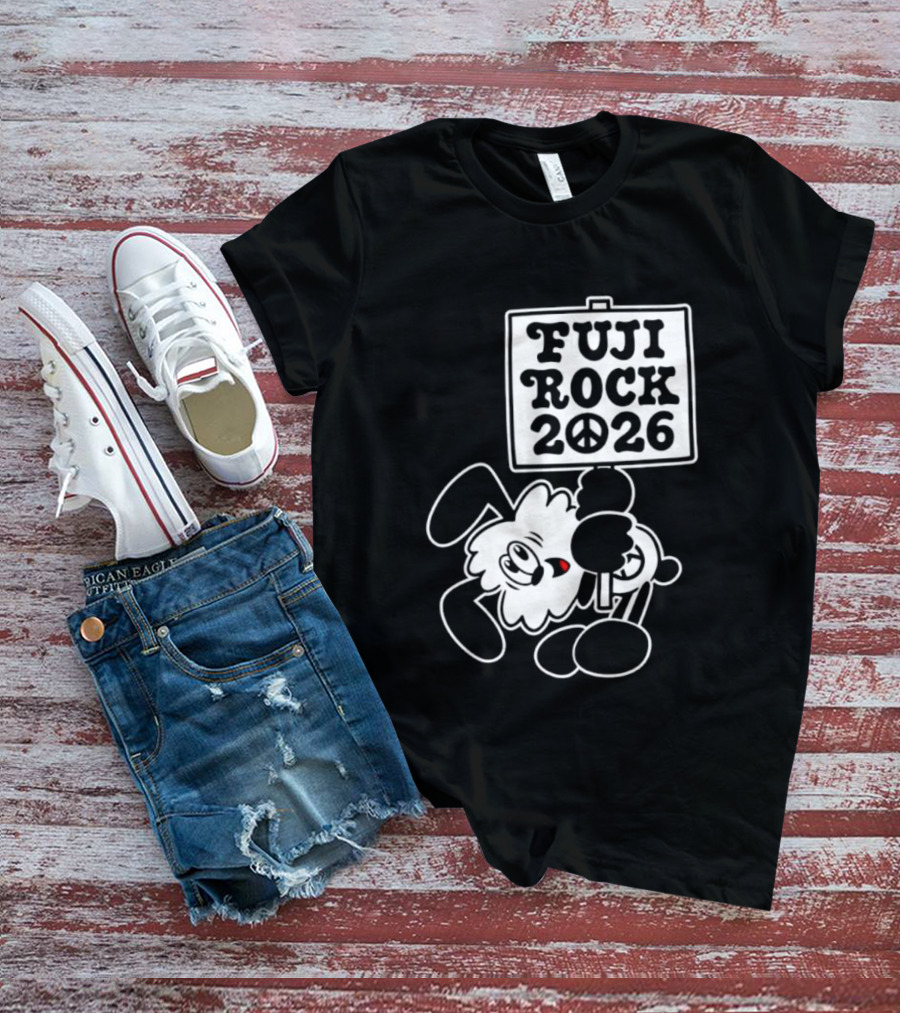 Fuji Rock 2026 Peace Sign Cartoon T-Shirt